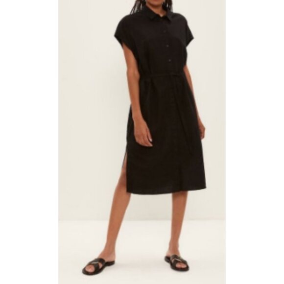 Frank And Oak Midi Linen Commuter Dress Button Down Oversized Shirt Relaxed Fit - Picture 4 of 15